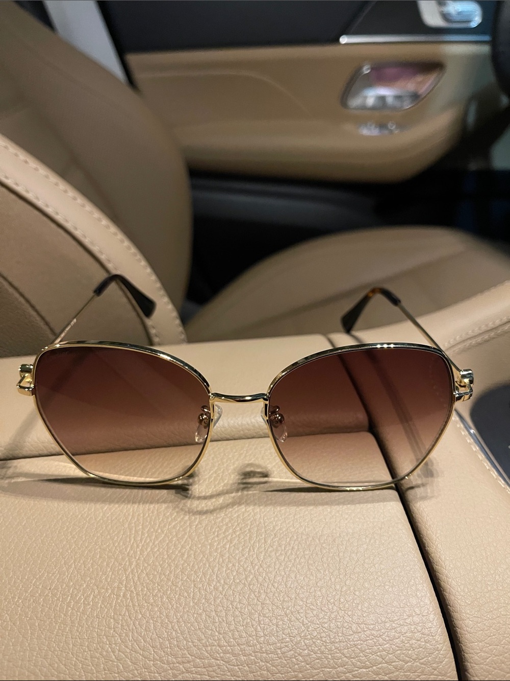 Cartier Gold Frame Brown Gradient Women's Sunglasses